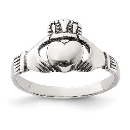 Sterling silver antiqued Claddagh ring, size 7