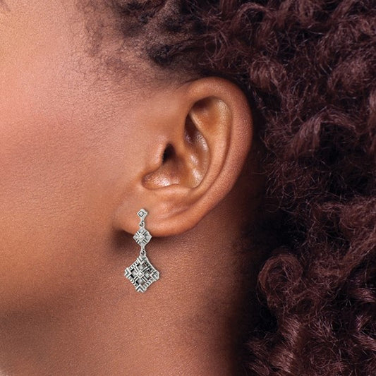 Sterling Silver Antiqued CZ Dangle Earrings, photo 2 of 2