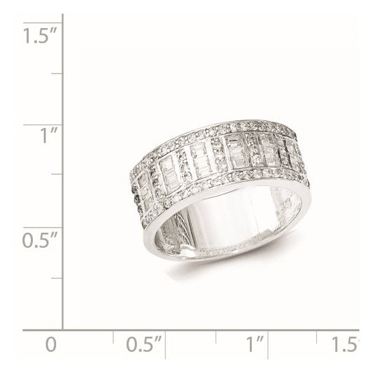 Sterling silver ring with baguette and round cubic zirconia stones, photo 2 of 3