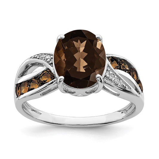 Sterling Silver Diamond and Gemstone Ring