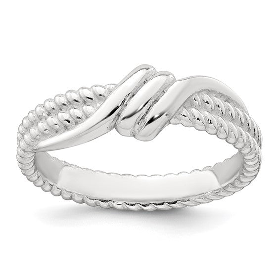 Sterling Silver Fancy Twisted Ring - polished and textured