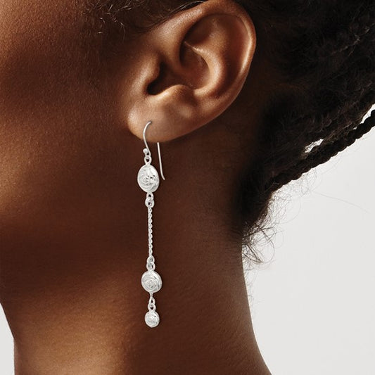 Sterling Silver Multi-Chain Rose Dangle Earrings, photo 2 of 2