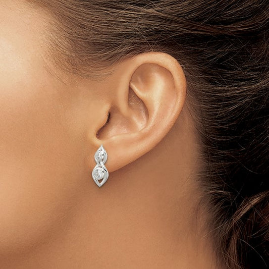 Sterling Silver Polished CZ Dangle Earrings, photo 2 of 2