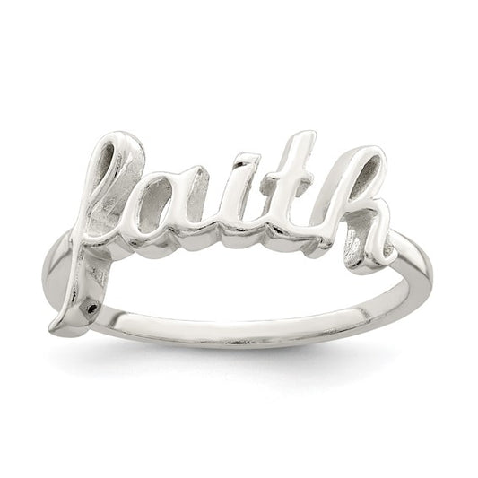 Sterling Silver Polished Faith Ring
