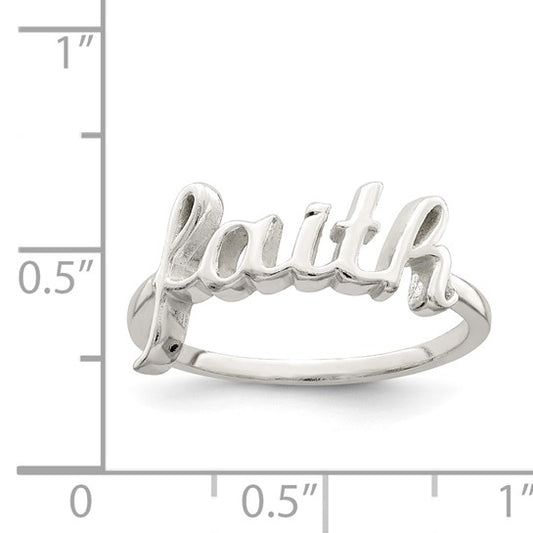 Sterling Silver Polished Faith Ring, photo 2 of 3