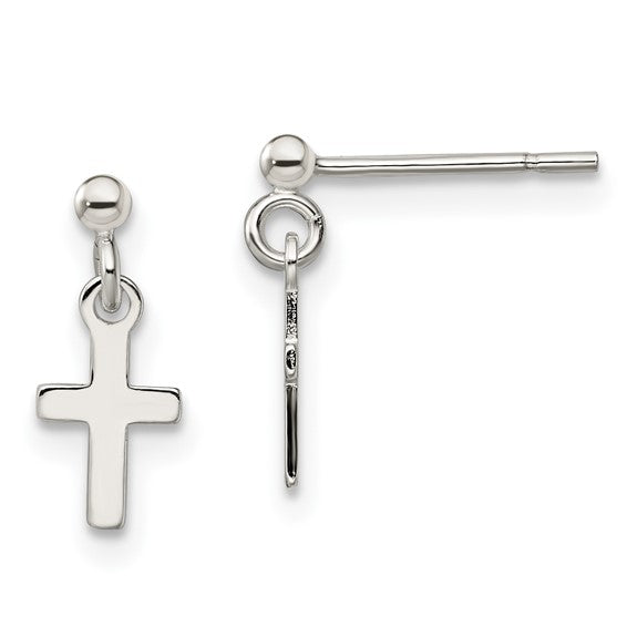 Sterling Silver Latin Cross Dangle Earrings