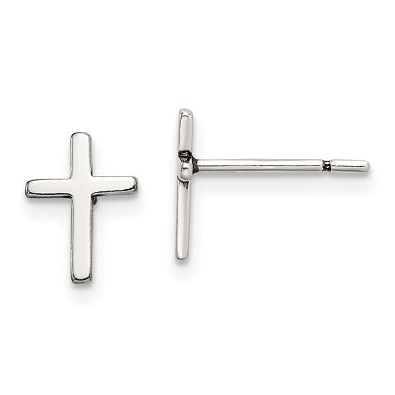 Sterling Silver Latin Cross Stud Earrings