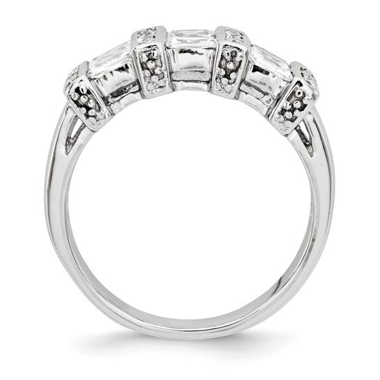 Sterling silver polished rhodium-plated cubic zirconia ring, size 8, photo 3 of 4