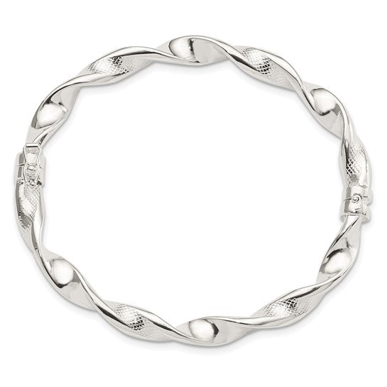 Sterling Silver Twisted Hinged Bangle, photo 2 of 3