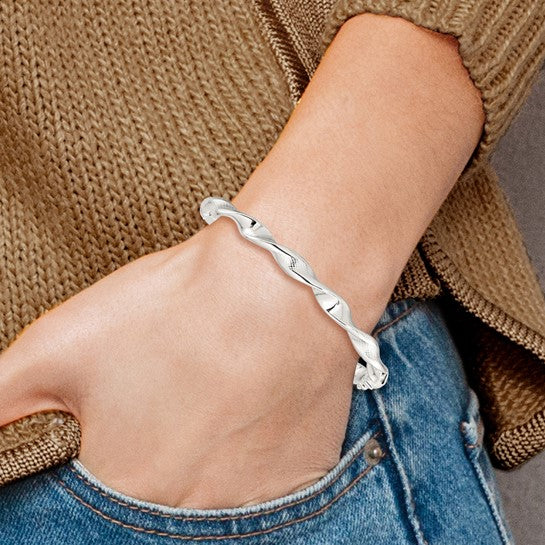 Sterling Silver Twisted Hinged Bangle, photo 3 of 3