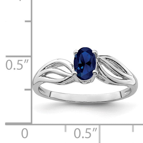 Sterling silver rhodium-plated created sapphire ring, size 9, photo 3 of 3