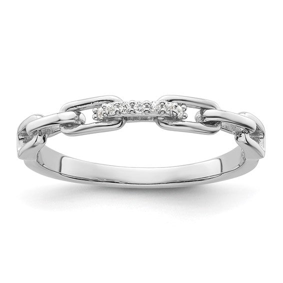Sterling Silver CZ Link Ring - Size 6, photo 1 of 2