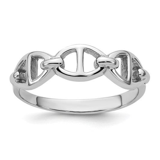 Sterling Silver Mariner Link Ring - Size 7, rhodium plated