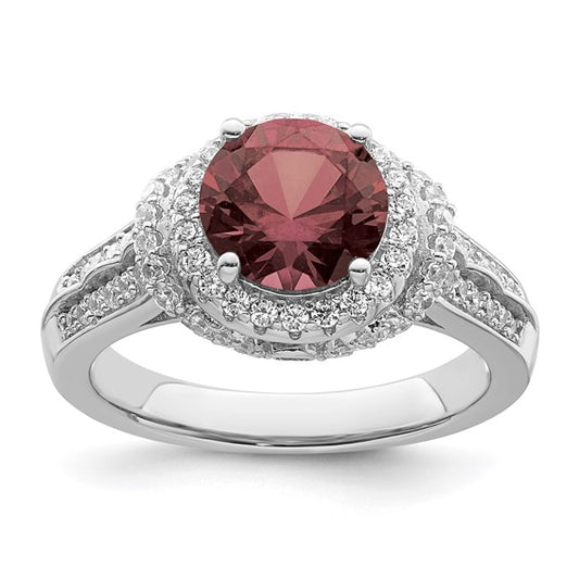 Smoky Pink Topaz & White CZ Sterling Silver Ring - Size 6, photo 1 of 2