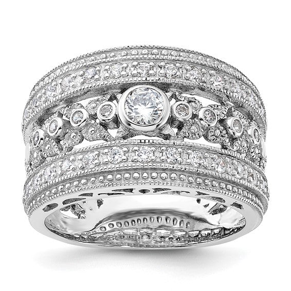 Sterling Silver Rhodium-plated with CZ Ring Size 6, photo 1 of 2
