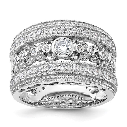 Sterling Silver Rhodium-plated with CZ Ring Size 6, photo 1 of 2