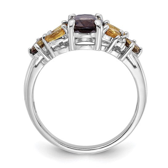 Sterling silver ring with smoky and whiskey quartz and citrine, photo 2 of 4