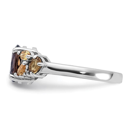Sterling silver ring with smoky and whiskey quartz and citrine, photo 3 of 4