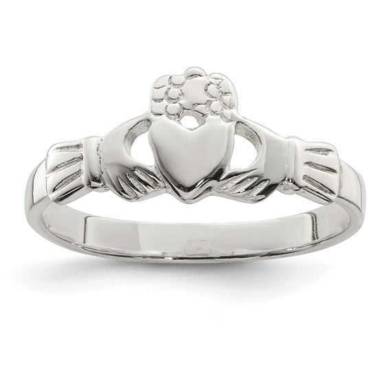 Sterling silver solid Claddagh ring, size 8