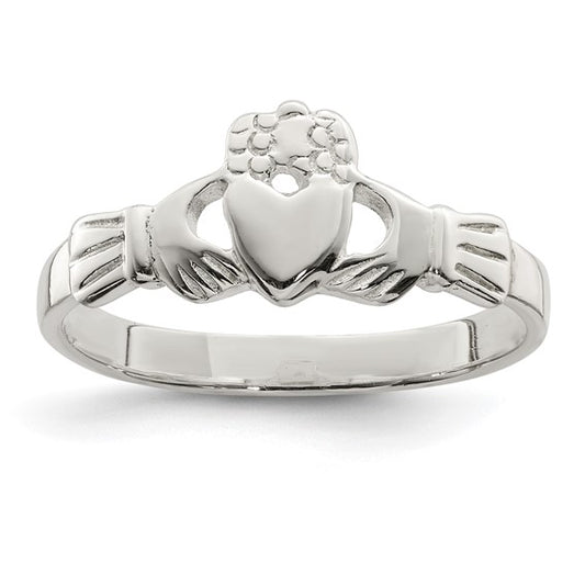 Sterling silver solid Claddagh ring, size 8