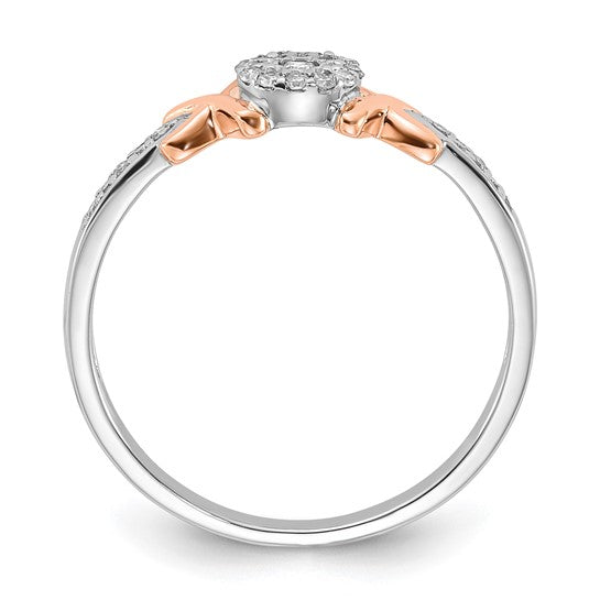 Sterling silver X-design ring with 10k rose gold accent, photo 2 of 3
