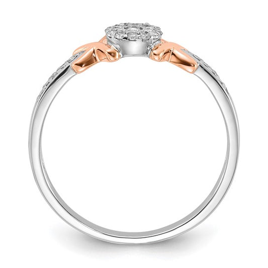 Sterling silver X-design ring with 10k rose gold accent, photo 2 of 3