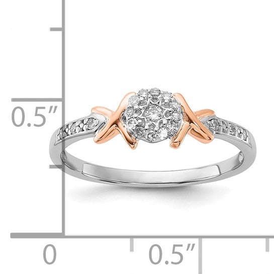 Sterling silver X-design ring with 10k rose gold accent, photo 3 of 3