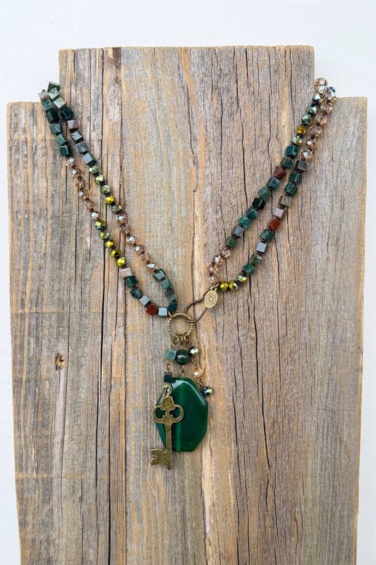 Suki Adjustable Beaded Necklace - India Agate