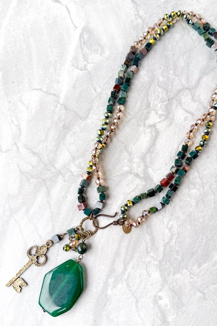Suki Adjustable Beaded Necklace - India Agate, photo 3 of 6