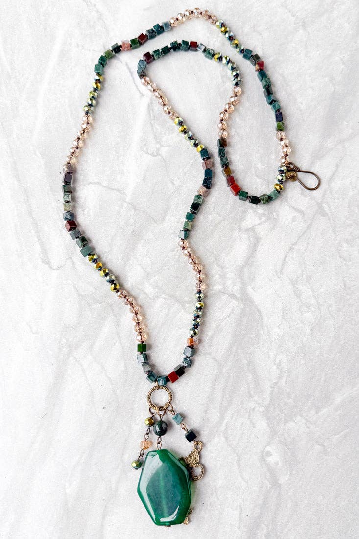 Suki Adjustable Beaded Necklace - India Agate, photo 4 of 6