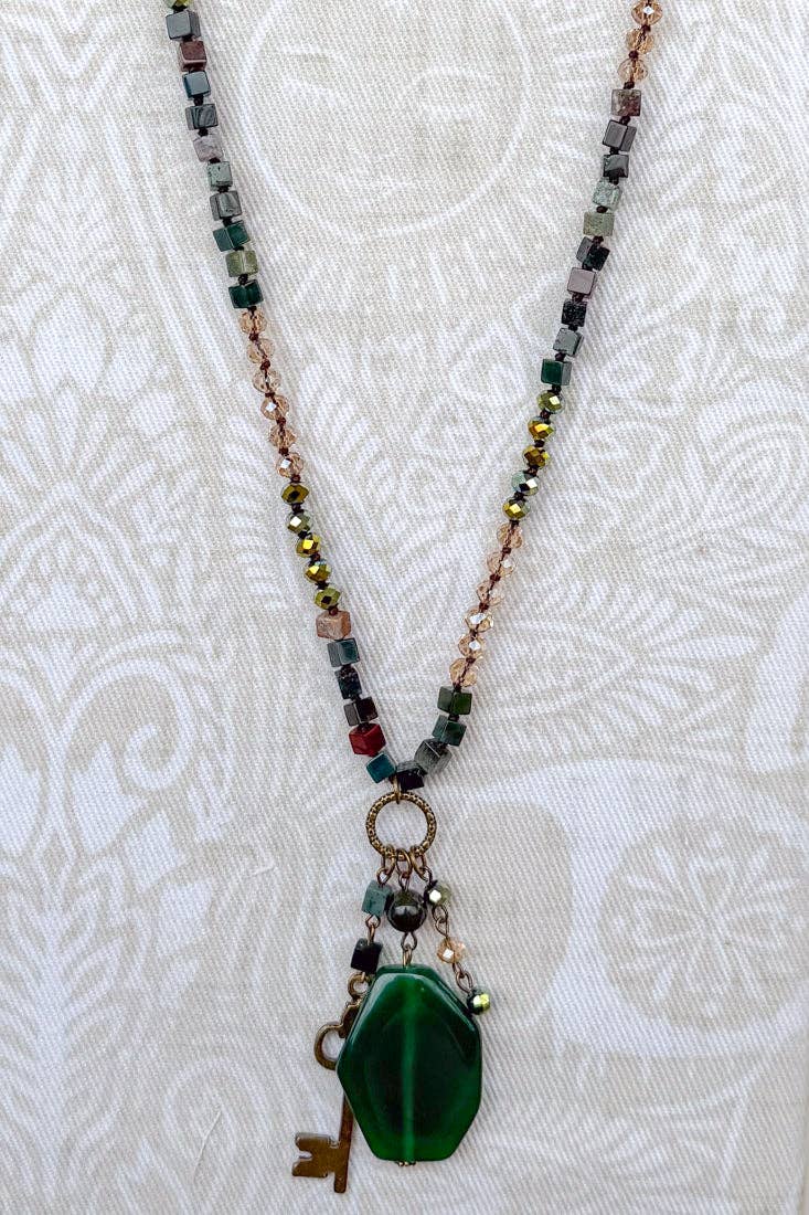 Suki Adjustable Beaded Necklace - India Agate, photo 5 of 6