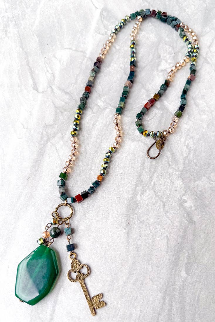 Suki Adjustable Beaded Necklace - India Agate, photo 6 of 6