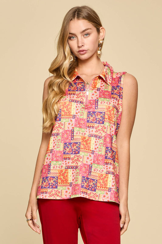 Sun-Cool CourtSide Front-Zip Sleeveless Top