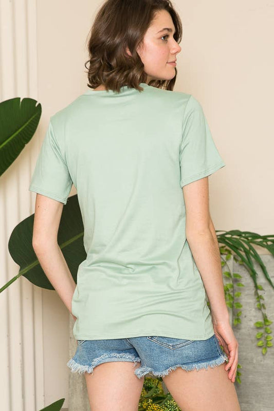 Super Soft Basic Short Sleeve Top - Brown, 95% polyester, 5% spandex, photo 2 of 2