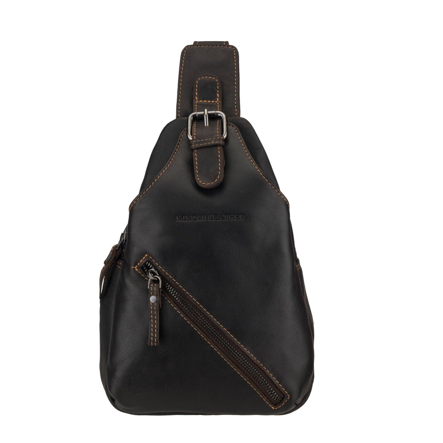 Sydney Full-Grain Leather Crossbody Sling Bag - Brown, photo 1 of 11