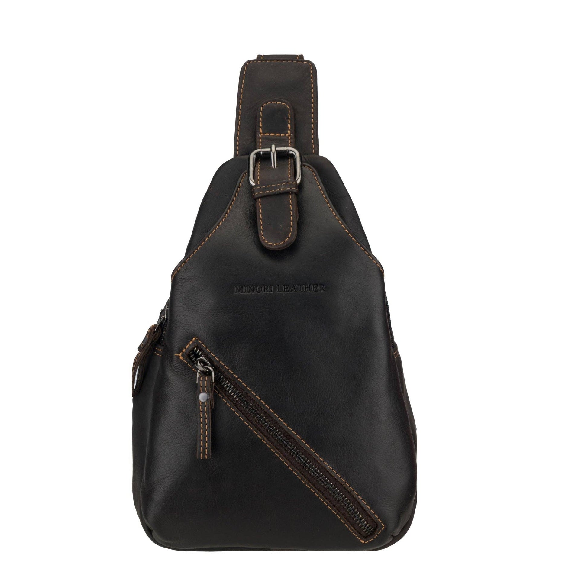 Sydney Full-Grain Leather Crossbody Sling Bag - Brown, photo 1 of 11