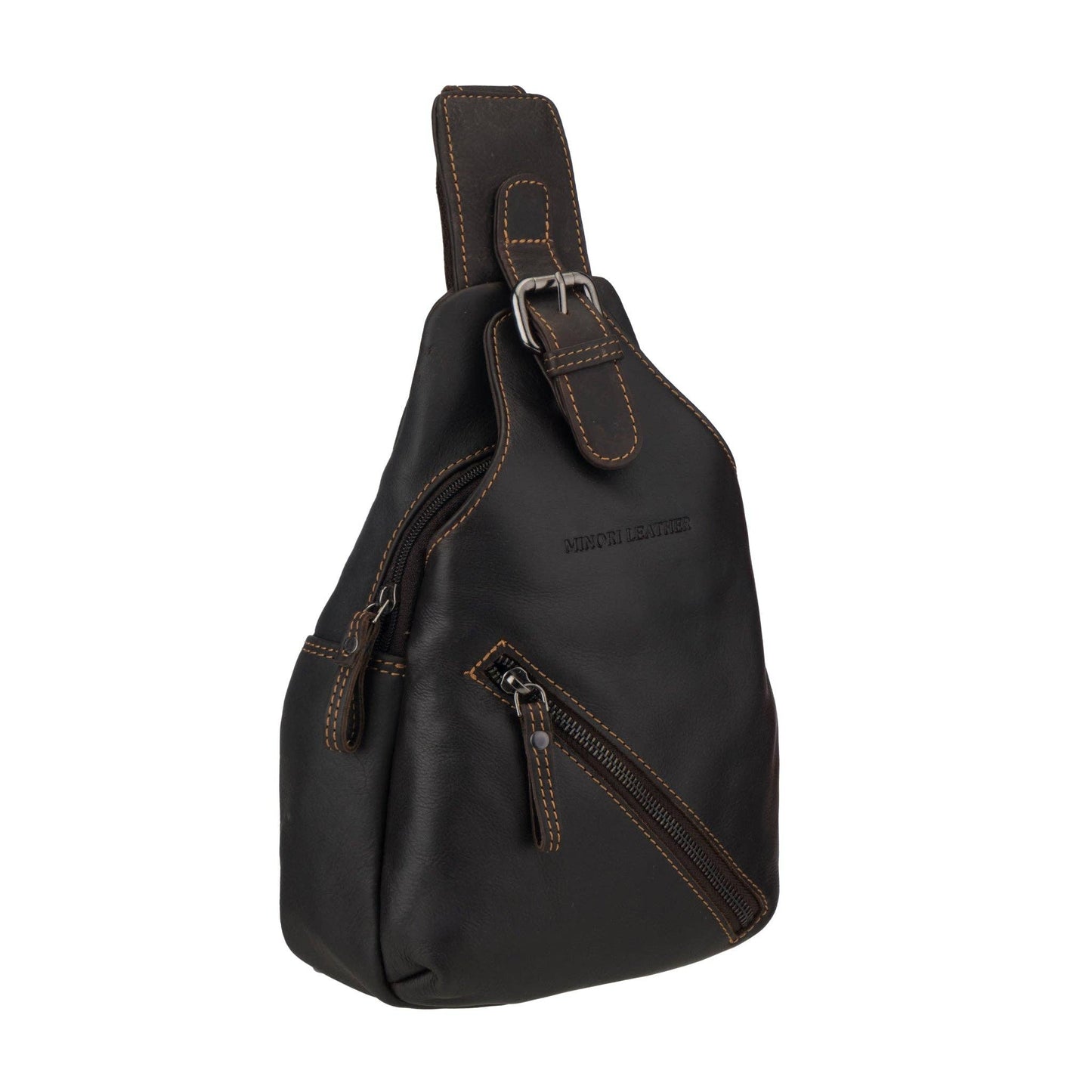 Sydney Full-Grain Leather Crossbody Sling Bag - Brown, photo 8 of 11