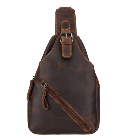 Sydney Full-Grain Leather Crossbody Sling Bag - Chestnut, photo 1 of 14