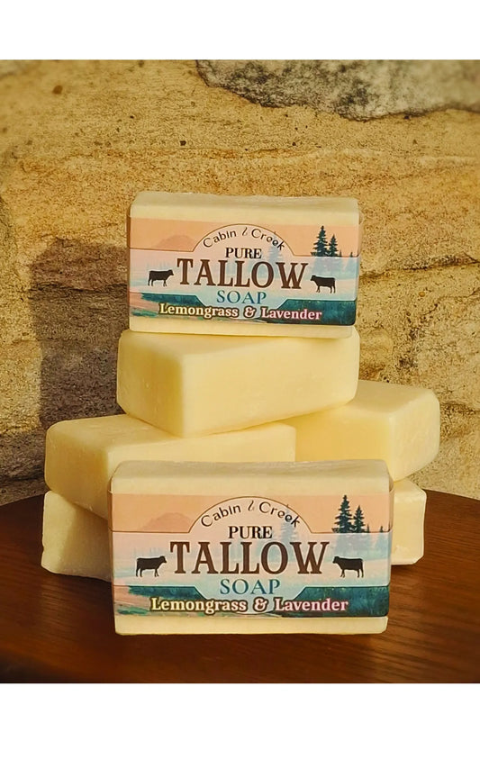 Lemongrass and lavender tallow soap bar by Cabin & Creek
