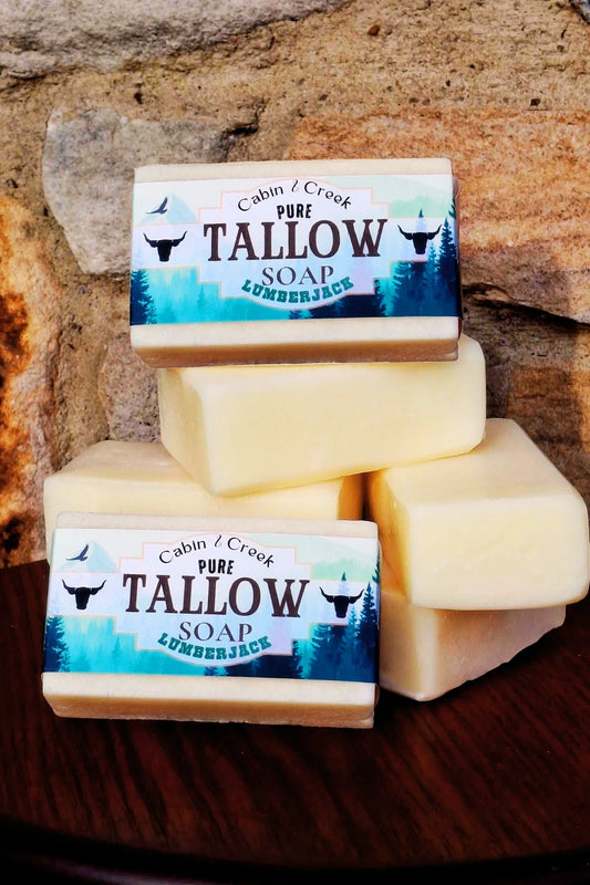 Lumberjack scent tallow soap bar by Cabin & Creek
