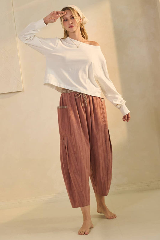 Textured Cropped Utility Pants - Rust, 85% cotton, 15% polyester, photo 2 of 4