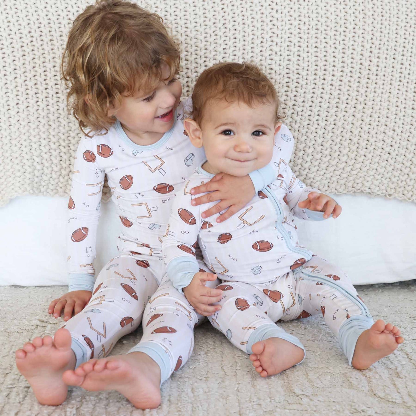 "Tiny Touchdowns" Bamboo 2-Piece Pajama Set - Neutral, photo 10 of 11