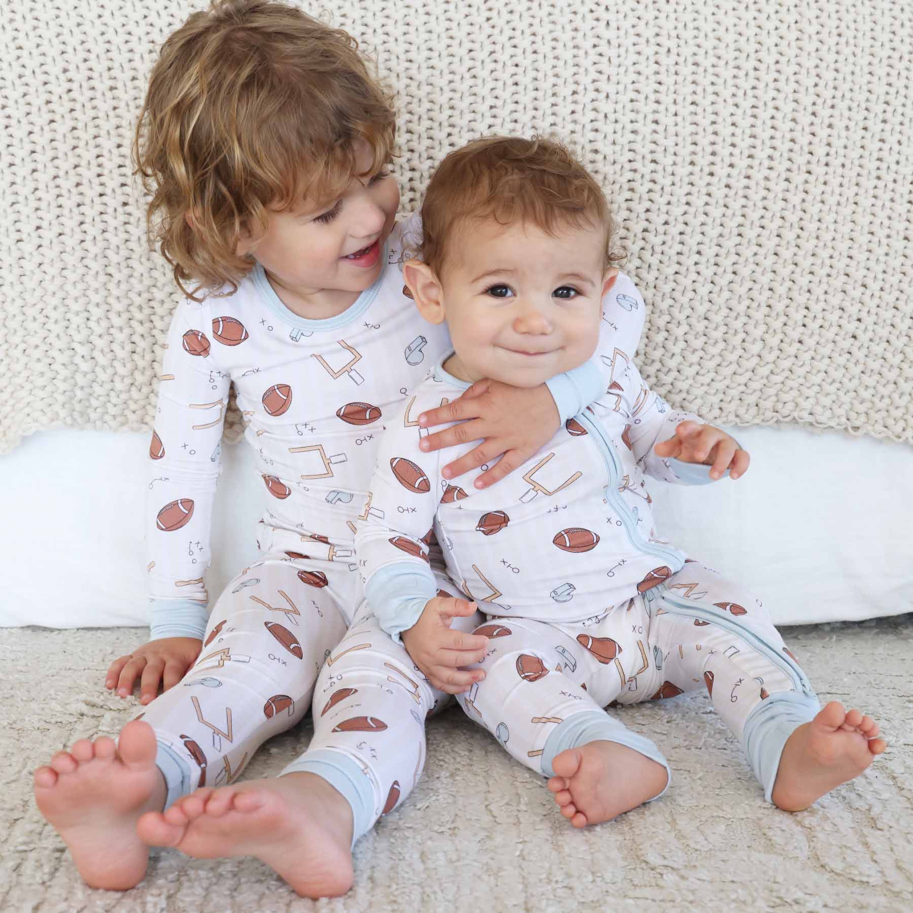 "Tiny Touchdowns" Bamboo 2-Piece Pajama Set - Neutral, photo 10 of 11