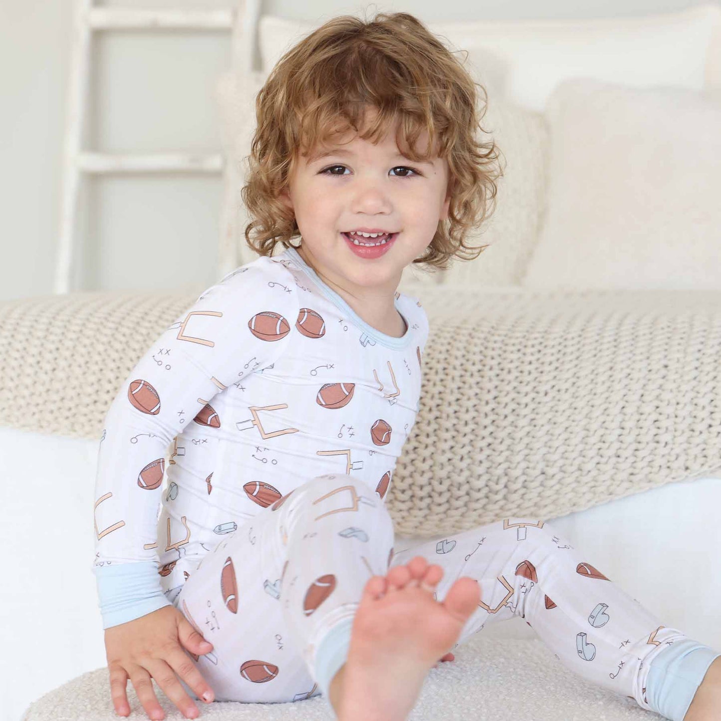 "Tiny Touchdowns" Bamboo 2-Piece Pajama Set - Neutral, photo 11 of 11