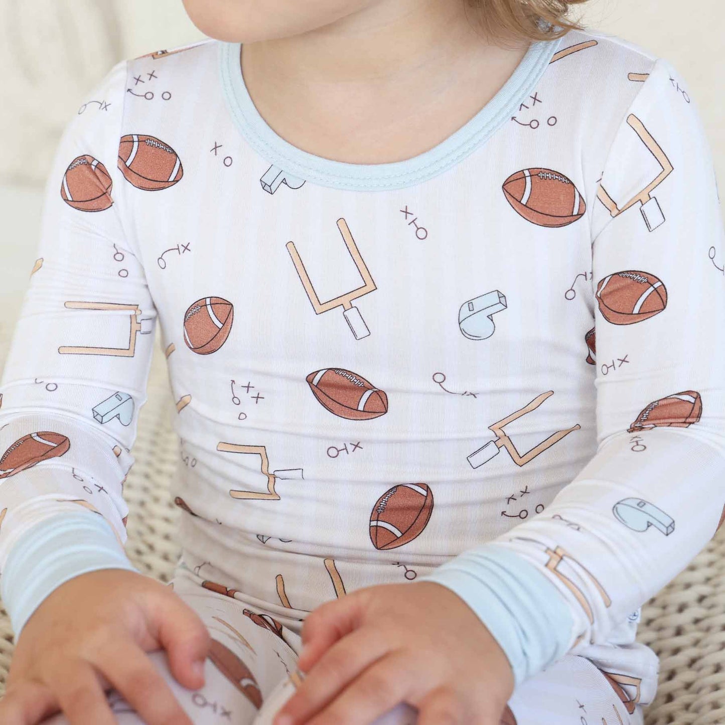 "Tiny Touchdowns" Bamboo 2-Piece Pajama Set - Neutral, photo 4 of 11