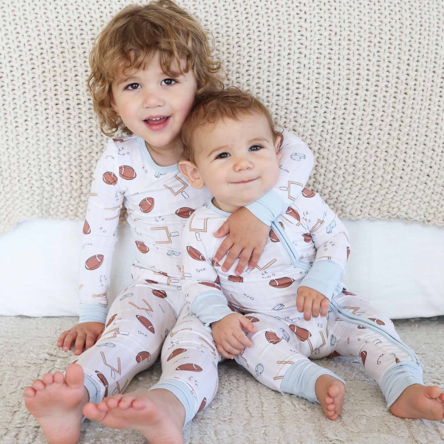 "Tiny Touchdowns" Bamboo 2-Piece Pajama Set - Neutral, photo 7 of 11