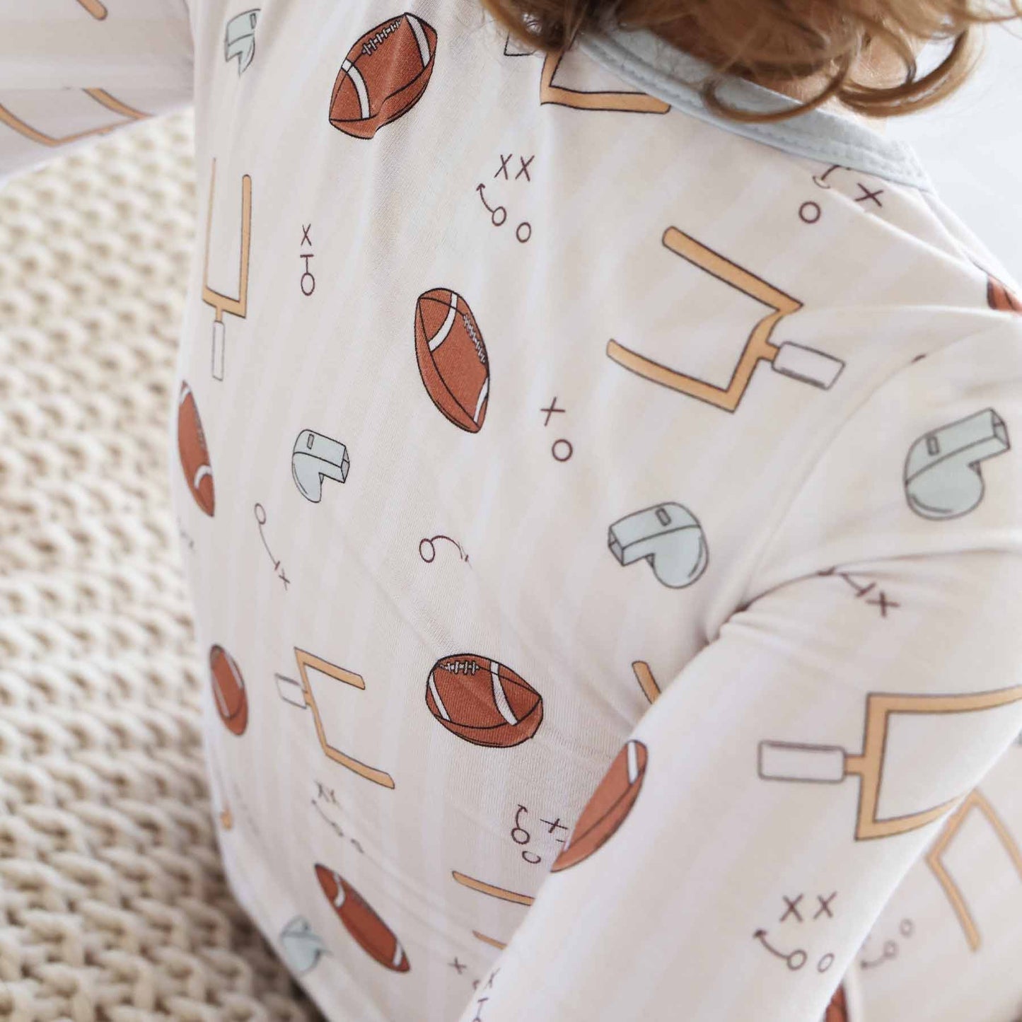 "Tiny Touchdowns" Bamboo 2-Piece Pajama Set - Neutral, photo 8 of 11