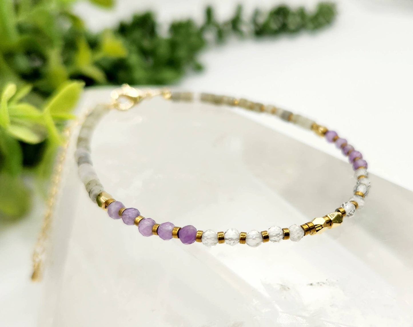 "Transformation & Change" Gemstone Bracelet - Clear Quartz, Amethyst & Labradorite, photo 3 of 5