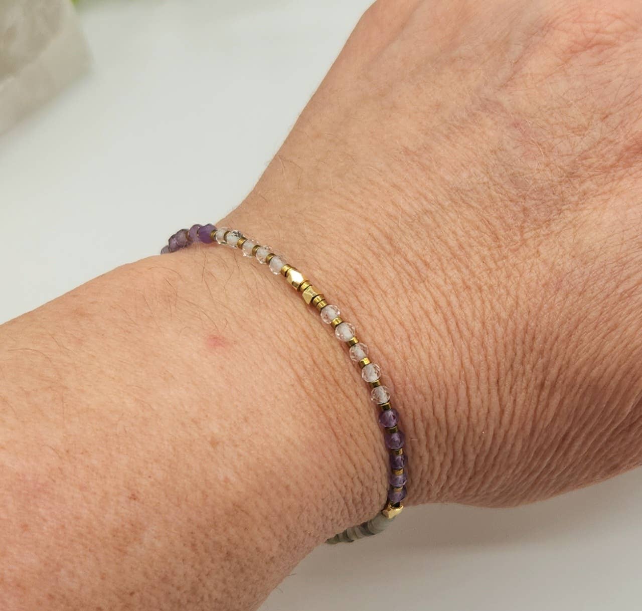 "Transformation & Change" Gemstone Bracelet - Clear Quartz, Amethyst & Labradorite, photo 5 of 5