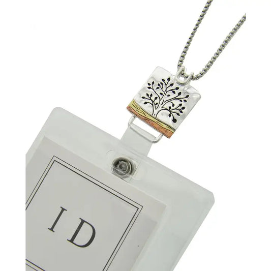 Tree of Life Tri-Tone Square ID Holder & Necklace, photo 1 of 3